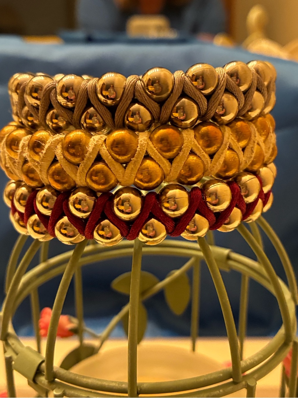 Source Unknown Bead Stackable Bracelets in Taupe, Mustard & Burgundy